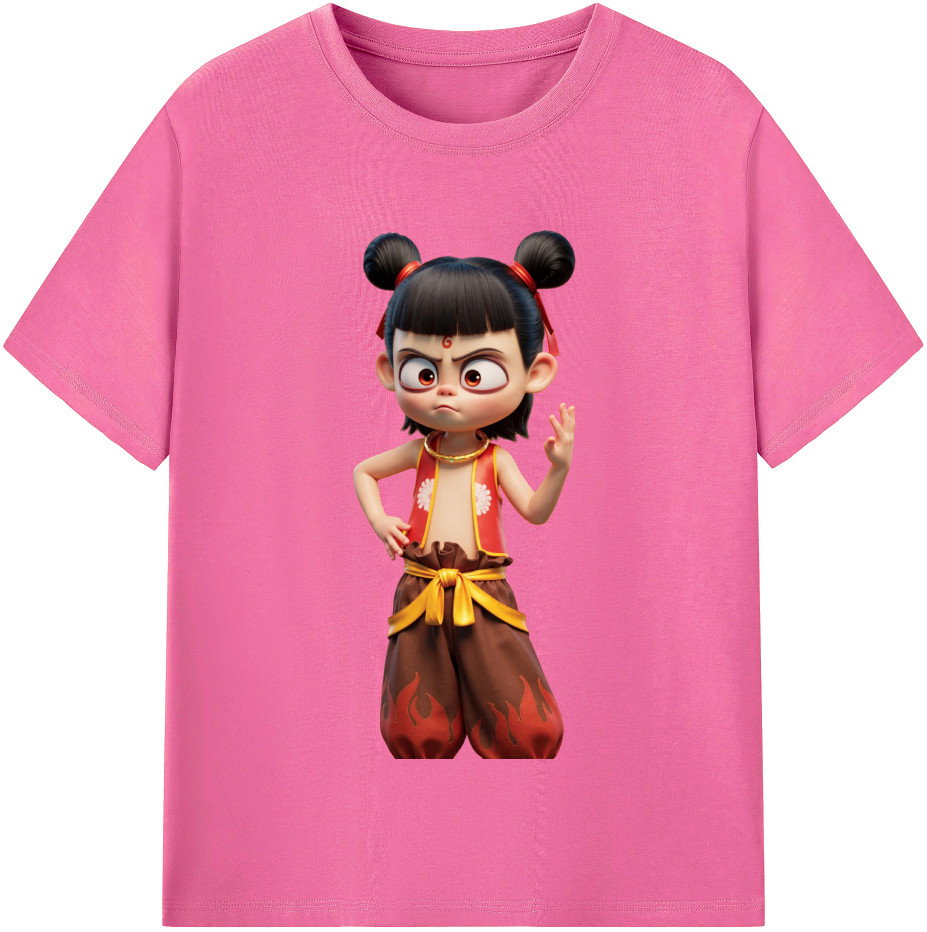 （画像用） Ne Zha 2 ナタ 魔童の大暴れ レディースカジュアルプリントTシャツ（綿100％）